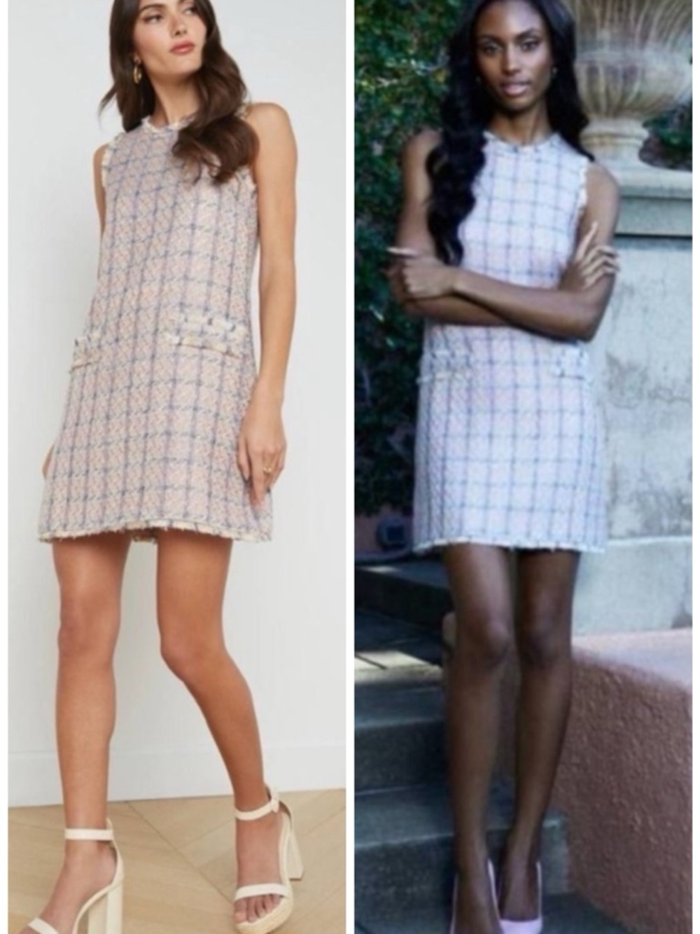 NWT L'Agence Florian Florian Tweed
Shift Mini Dress SZ L
